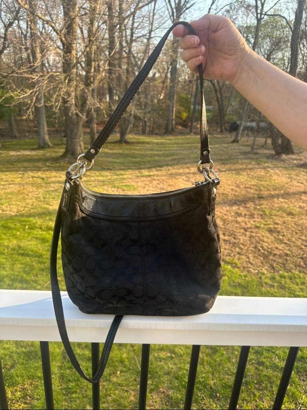 COACH Soho Signature Large Back Shoulder Hobo 13744 - Picture 8 of 16